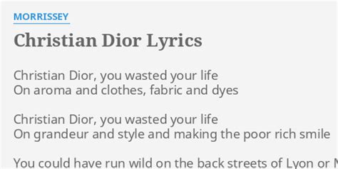 Morrissey – Christian Dior Lyrics 